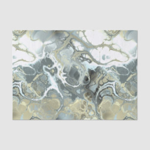 Abstract Gold & Grey Marble Stone Fluid Texture Tissue Paper