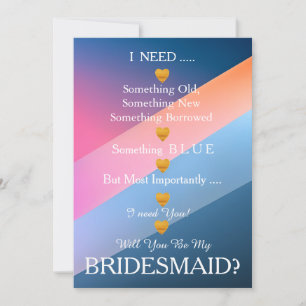 Abstract Gold Heart Will You Be my Bridesmaid Invitation