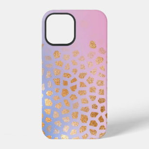 Abstract gold honeycomb on blue pink gradient colo iPhone 12 case