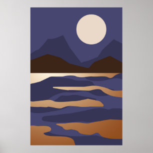 Abstract gold landscape poster