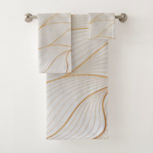 Abstract Gold Leaves Artwork   Towel Set