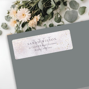 Abstract Gold Lilac Brush Stoke Monogram Address