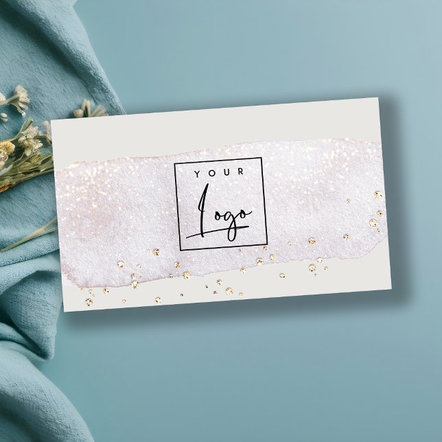 Abstract Gold Lilac Brush Stoke Watercolor Logo Business Card (Creator Uploaded)