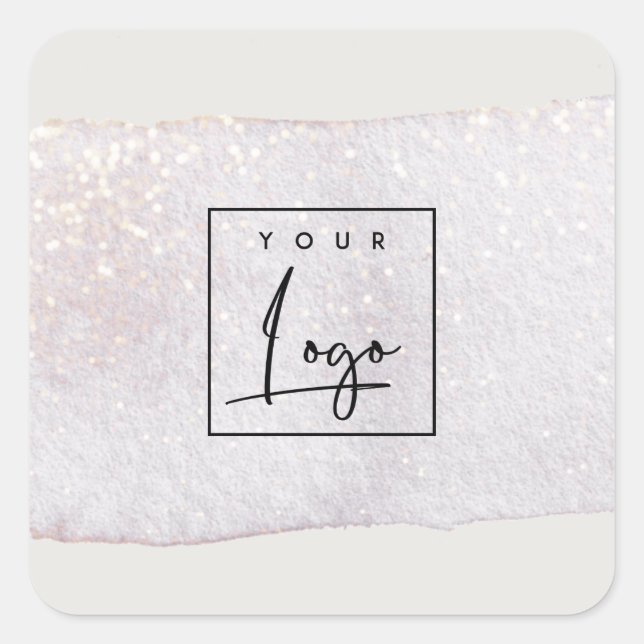 Abstract Gold Lilac Brush Stoke Watercolor Logo Square Sticker (Front)