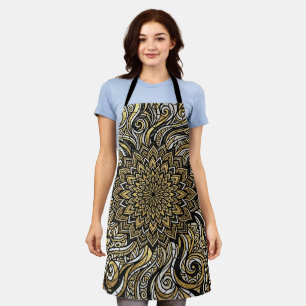 Abstract Gold Mandala Circle Apron