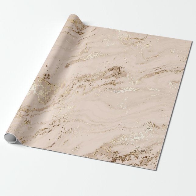 Abstract gold marble with glitter waves wrapping paper (Unrolled)