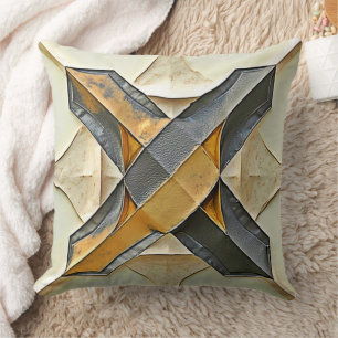 Abstract Gold Metal Design Cushion