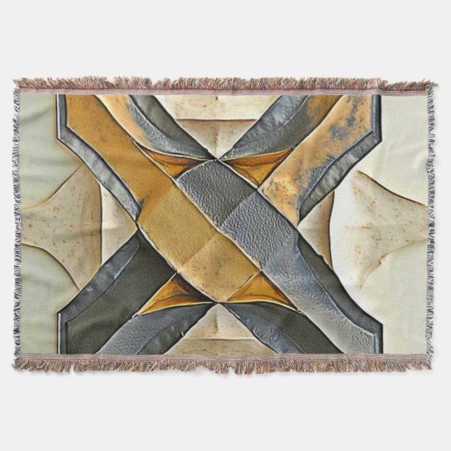 Abstract Gold Metal Design Throw Blanket (Front)