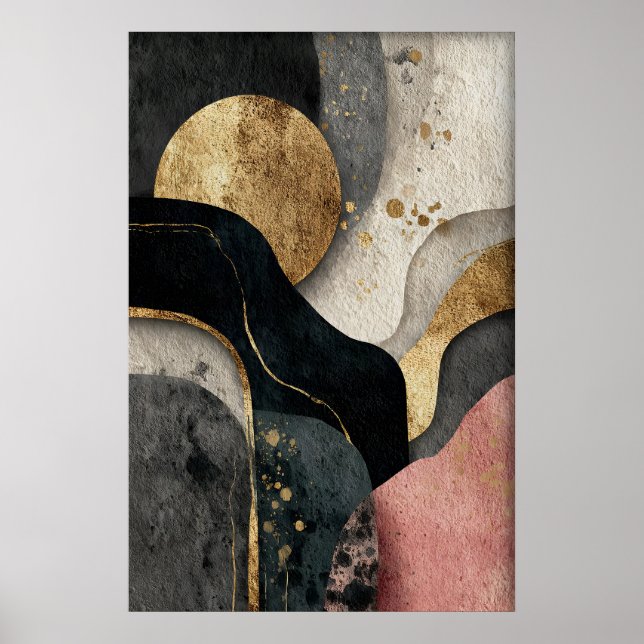 Abstract Gold Minimalist Print, Boho Printable Poster (Front)