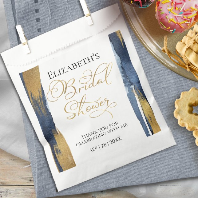 Abstract Gold Navy Blue Bridal Shower Thank You  Favour Bags (Creator Uploaded)