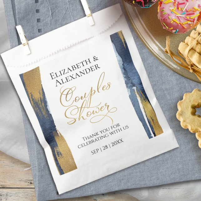 Abstract Gold Navy Blue Couples Shower Thank You  Favour Bags (Creator Uploaded)