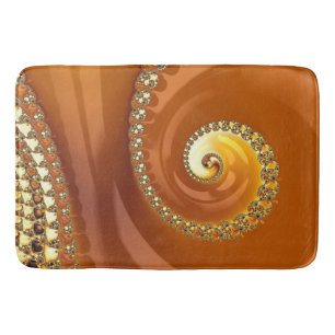 Abstract Gold Orange Gradient Spiral Fractal Bath Mat