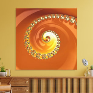 Abstract Gold Orange Gradient Spiral Fractal Canvas Print