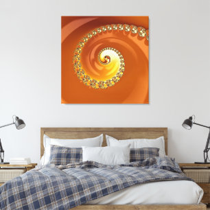 Abstract Gold Orange Gradient Spiral Fractal Canvas Print