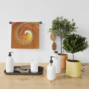 Abstract Gold Orange Gradient Spiral Fractal Hand Towel