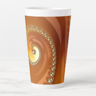 Abstract Gold Orange Gradient Spiral Fractal Latte Mug