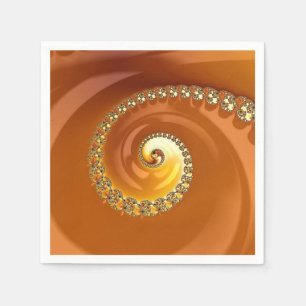 Abstract Gold Orange Gradient Spiral Fractal Napkin