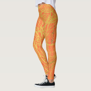 Abstract Gold Orange Leggings