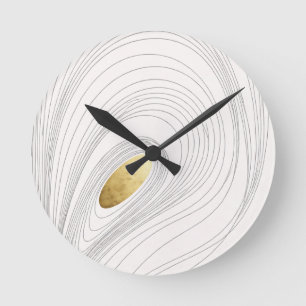 Abstract Gold Oval Wall Art Round Clock