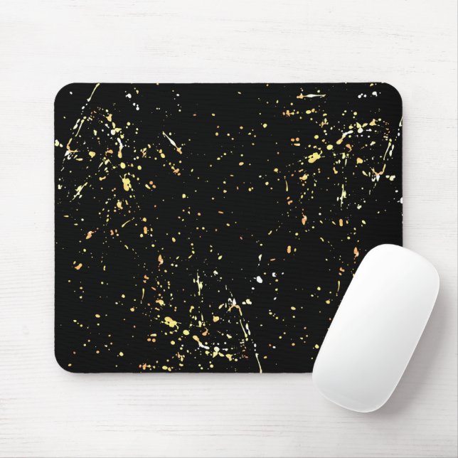 Abstract Gold Paint Splatter Design Mouse Mat (With Mouse)