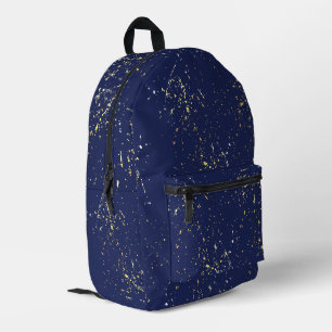 Abstract Gold Paint Splatter On Navy Blue Printed Backpack