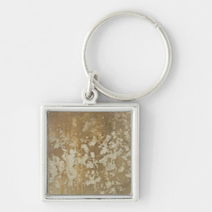 Abstract Gold Painting with Silver Speckles Key Ring