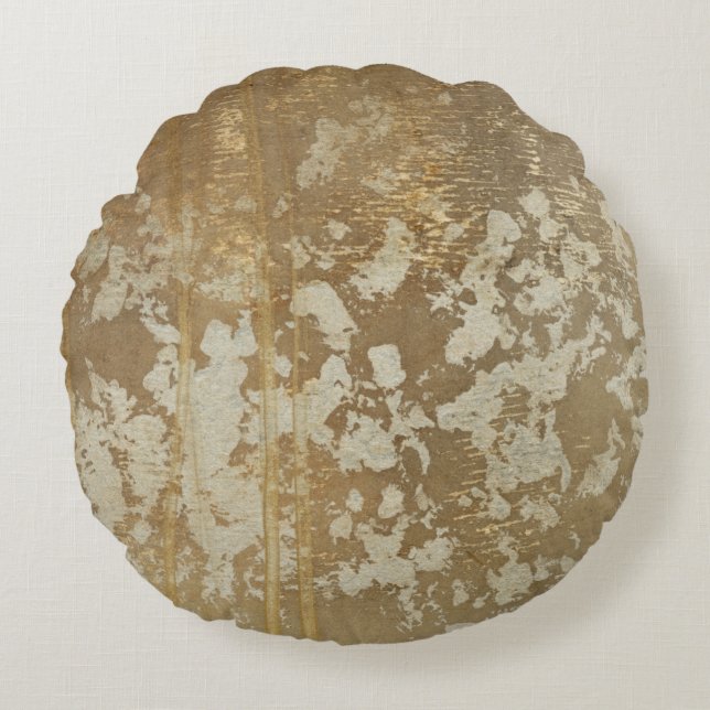 Abstract Gold Painting with Silver Speckles Round Cushion (Front)