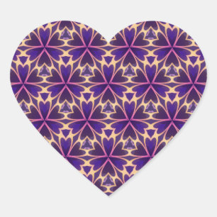 Abstract Gold Pink Flowers Heart Sticker