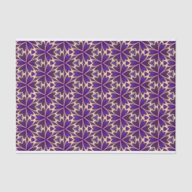 Abstract Gold Pink Flowers Tissue Paper (Front)