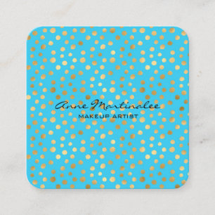 Abstract Gold Polka Dots on Blue  Square Business Card