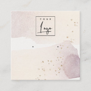 Abstract Gold Purple Logo Band Earring Display Square Business Card