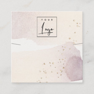 Abstract Gold Purple Logo Band Necklace Display Square Business Card