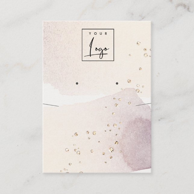 Abstract Gold Purple Logo Earring Necklace Display Business Card (Front)