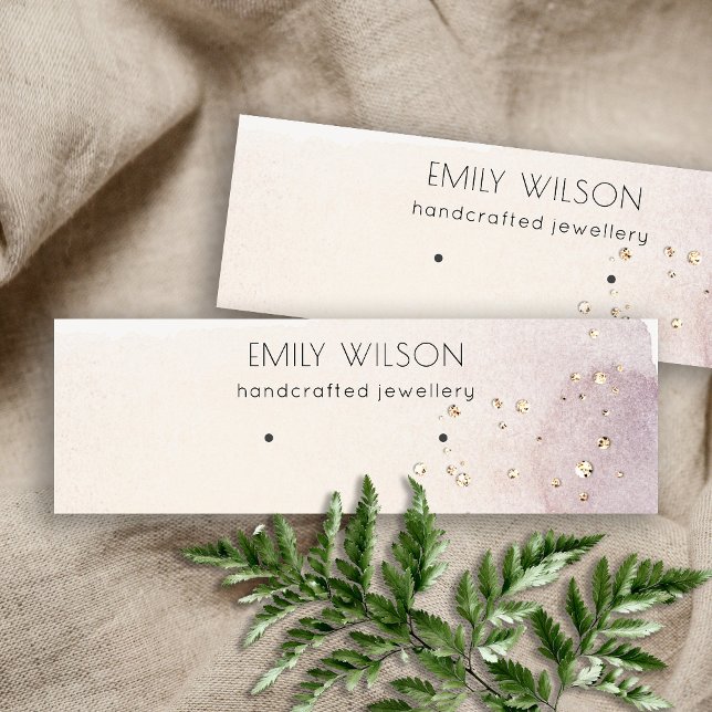 Abstract Gold Purple Watercolor Earring Display Mini Business Card (Creator Uploaded)