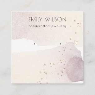Abstract Gold Purple Watercolor Earring Display Square Business Card