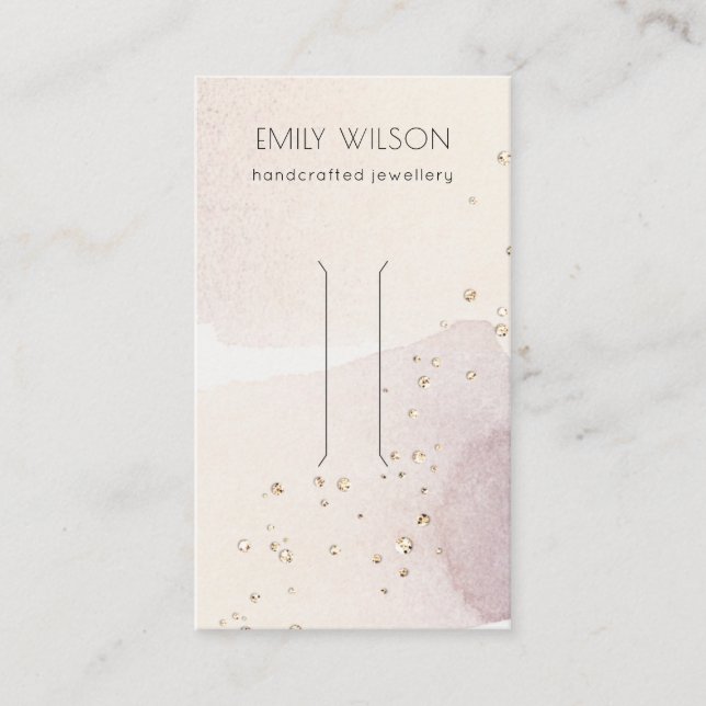 Abstract Gold Purple Watercolor Hair Clip Display Business Card (Front)