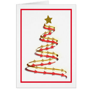 Abstract Gold Red Ribbon Christmas Tree Custom