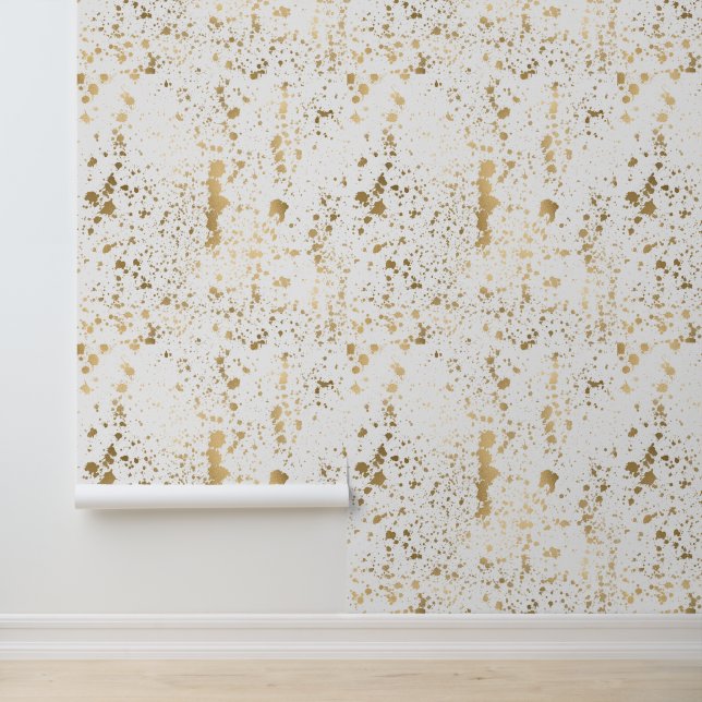 Abstract Gold Splatter Stripes Wallpaper (Application)