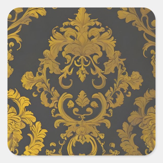 Abstract Gold Square Sticker (Front)