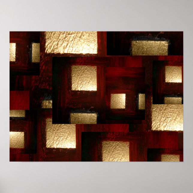Abstract Gold Squares Poster (Front)