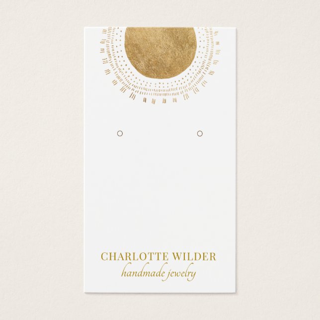 Abstract Gold Sun Foil Circle Earring Display Card (Front)