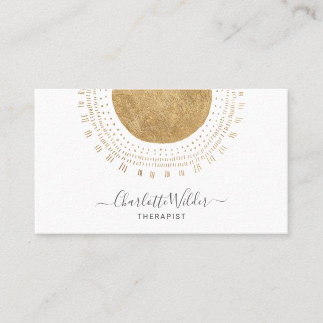 Abstract Gold Sun Therapist Counsellor Business Card (Front)