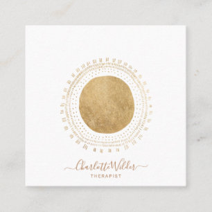 Abstract Gold Sun Therapist Counselor Square Business Card