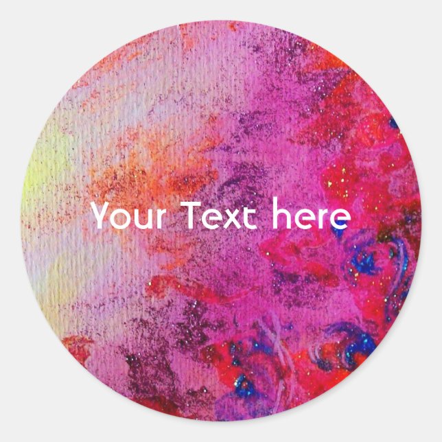 ABSTRACT GOLD SWIRLS , soft yellow pink purple Classic Round Sticker (Front)