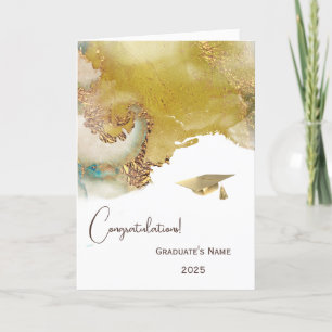 Abstract Gold Teal Personalised Graduation  Card