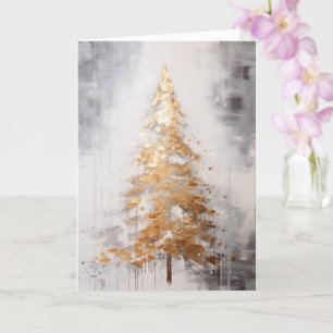 Abstract Gold Tree Christmas Card