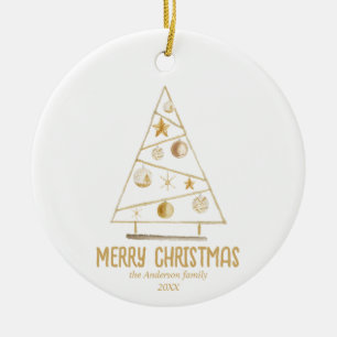 Abstract Gold Tree Merry Christmas Ceramic Tree Decoration