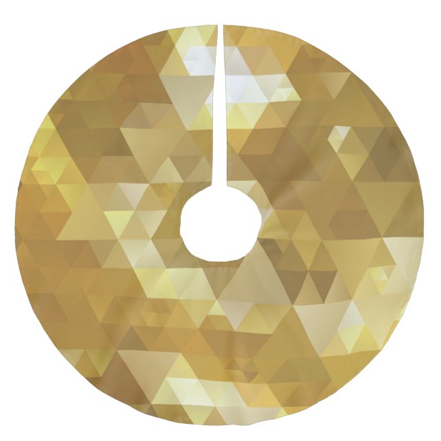 Abstract Gold Triangle Texture Brushed Polyester Tree Skirt (Front)