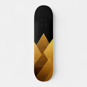 Abstract Gold Triangles on Black Luxury Design Skateboard