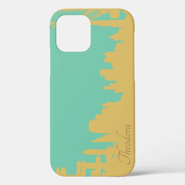 Abstract Gold Tusquoise Buildings Case-Mate iPhone Case (Back)